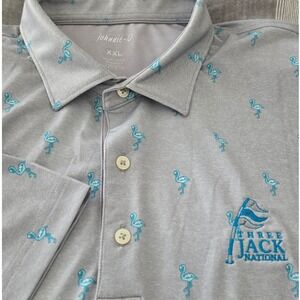 Johnnie-O Three Jack‎ National Embroidery Flamingo Print Golf Polo Mens Sz XXL
